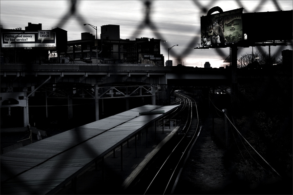 Rail Stop, Long Island City (Diana Camera Lens) : Urban Landscapes : Catherine Kirkpatrick Photography